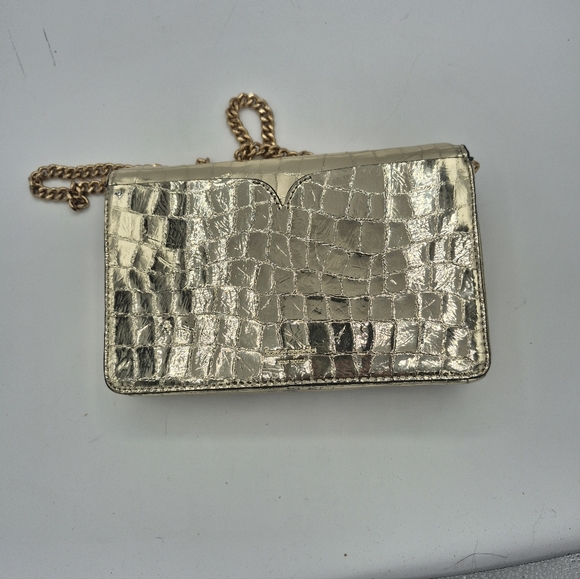 Kate Spade Romy Metallic Croc Embossed Leather Wallet On A Chain - Picture 4 of 10